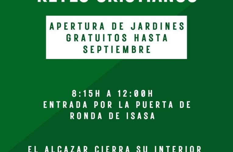 Los jardines del Alcázar de los Reyes Cristianos se abren de forma gratuita hasta septiembre.