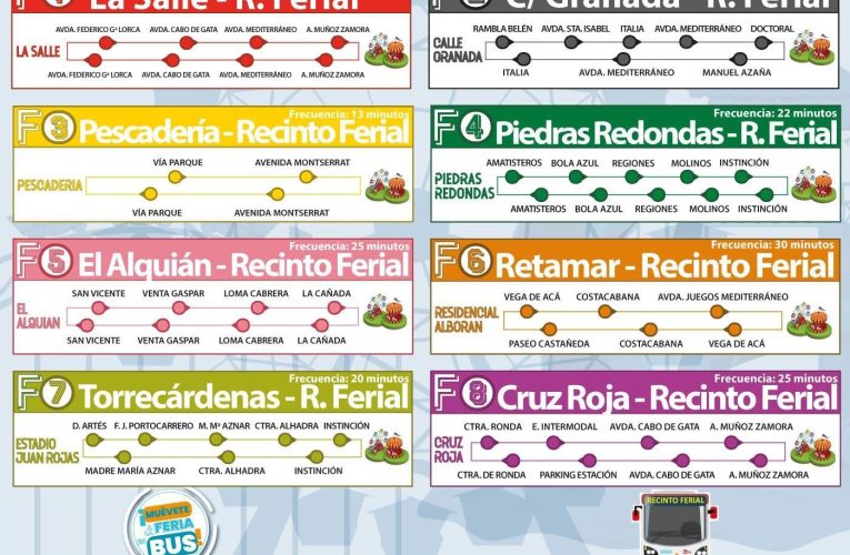 Ocho líneas especiales de autobús conectarán los barrios y el centro con el Recinto Ferial desde el 22 hasta el 31 de agosto