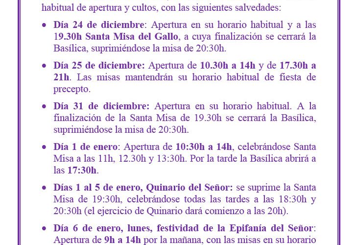Santa Misa del Gallo y horarios de Navidad en la Basílica de Jesús del Gran Poder | Hermandad del Gran Poder